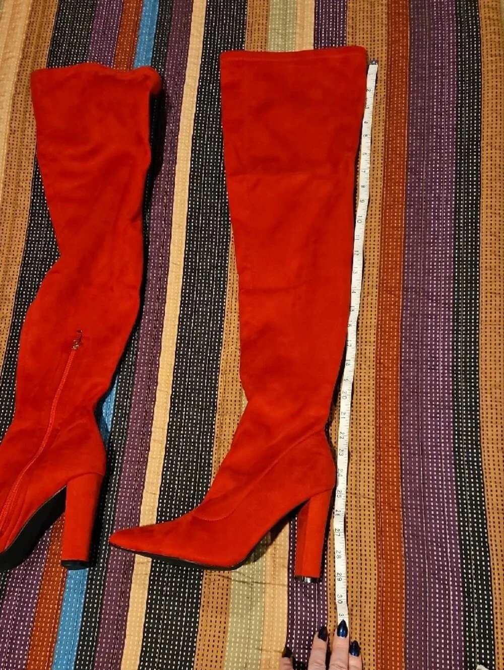 Women's Red Suede Pointed-Toe  Boots
